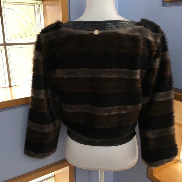 Nana Nucci Striped Faux Fur Jacket Size 2 - Picture 5 of 10
